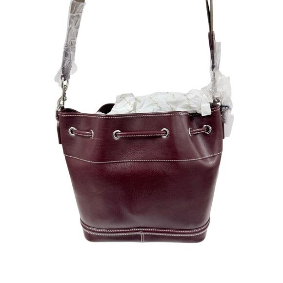 Dooney & Bourke Drawstring Bucket Bag Bordeaux Leather NWT $498 - Picture 4 of 6